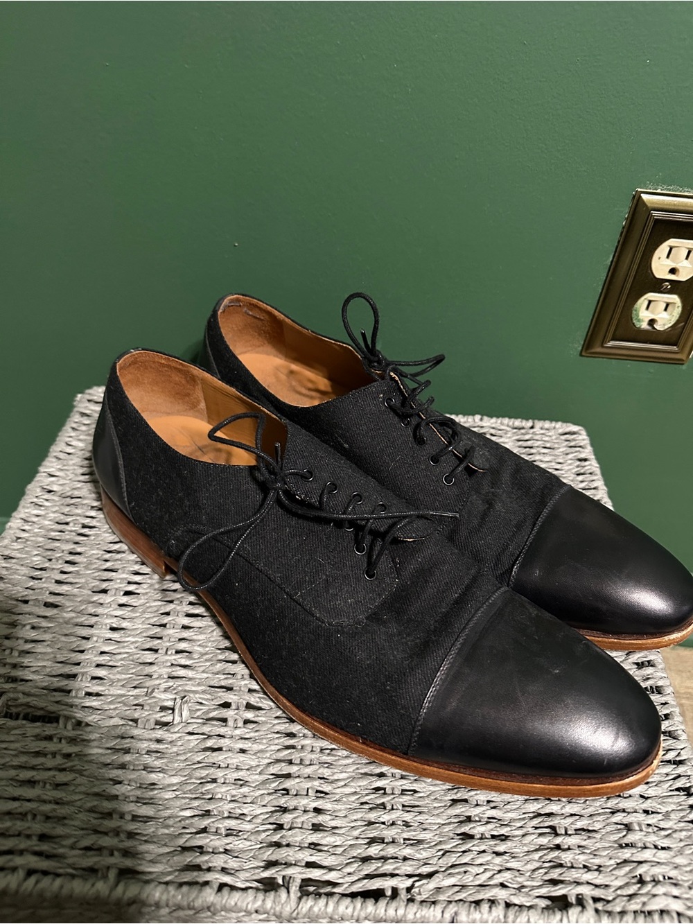 Taft Jack Black Cap-Toe Oxford Lace-Up Dress Shoes - Men size 13